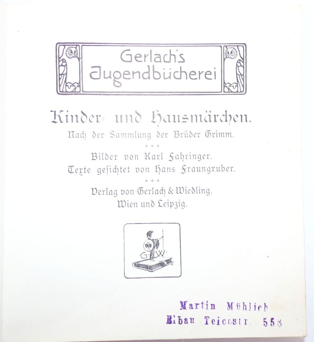 Kinder und Hausmärchen Gebrüder Grimm Gerlach Jugendbücherei 1920 Märchen