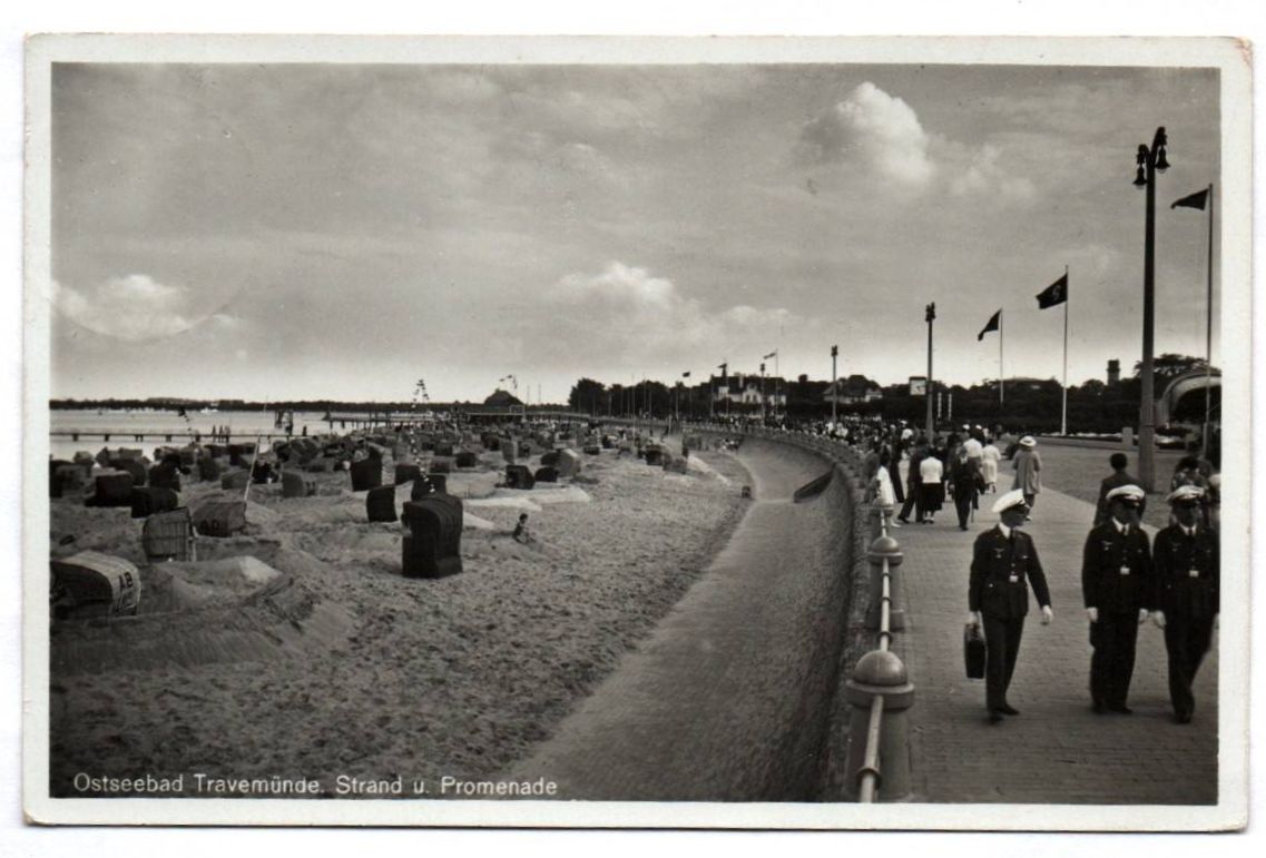 Ansichtskarte Ostseebad Travemünde Strand Promenade 1939