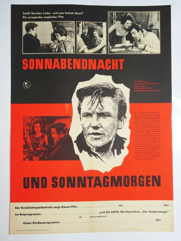 Filmposter Sonnabendnacht und Sonntagmorgen 1962 Albert Finnery