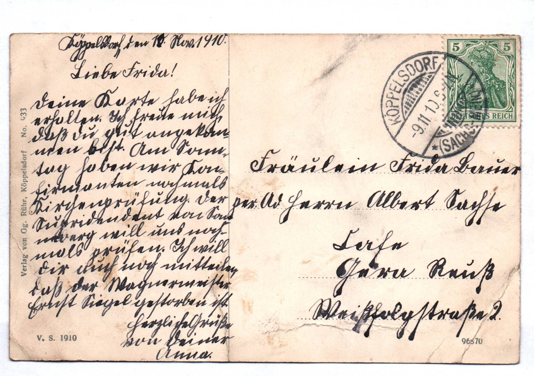 Ak Köppelsdorf in Thüringen 1910