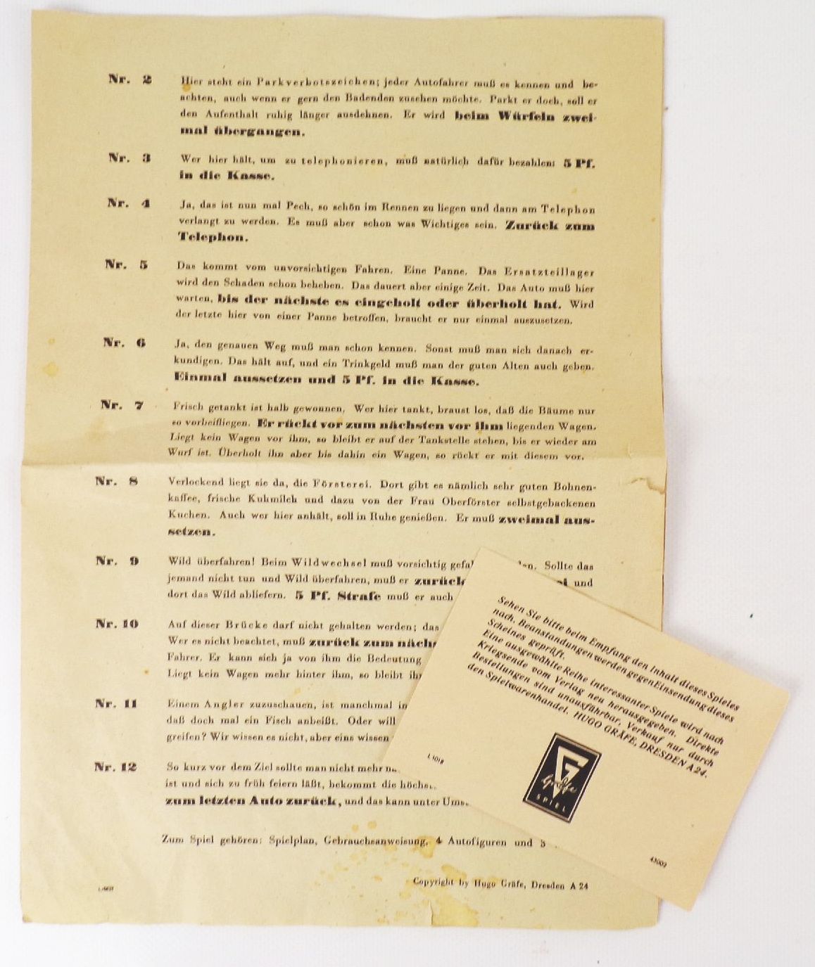 Gräfe Brettspiel Autorennen wie noch nie Würfelspiel um 1950 DDR Gräfe Brettspiel Autorennen wie noch nie Würfelspiel um 1950 DDR