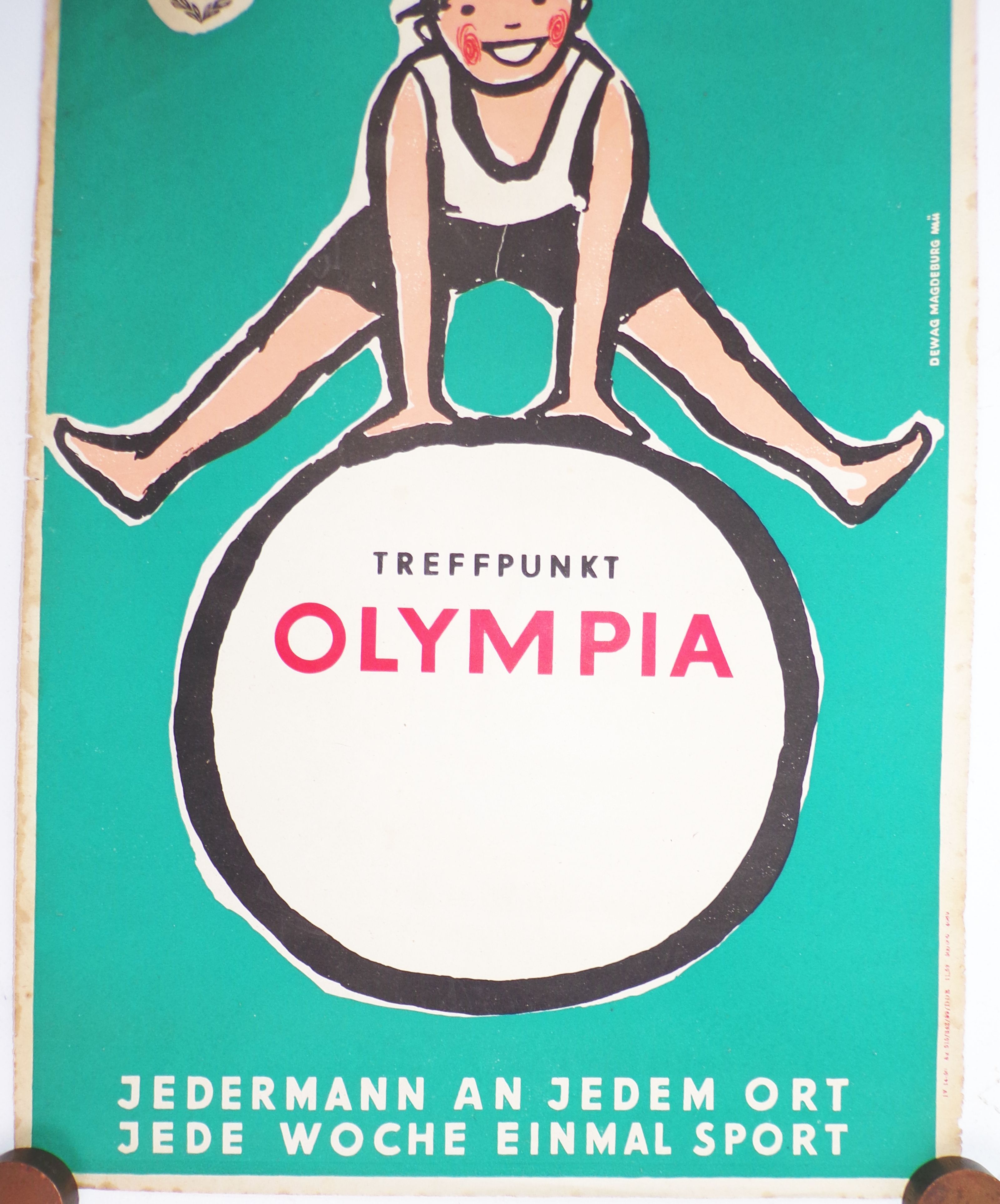 DDR Plakat Treffpunkt Olympia Jedermann Sport DTSB DEWAG Magdeburg 