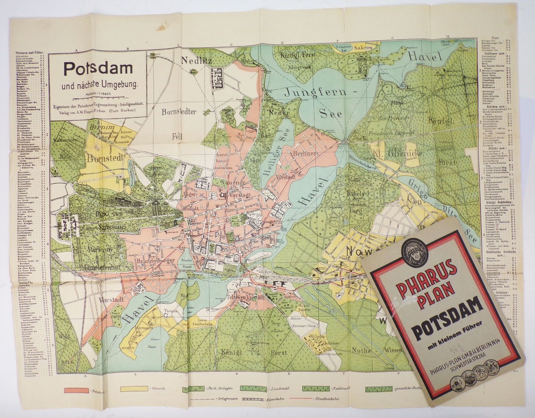 Pharus Plan Potsdam mit kleinen Führer Stadtplan 