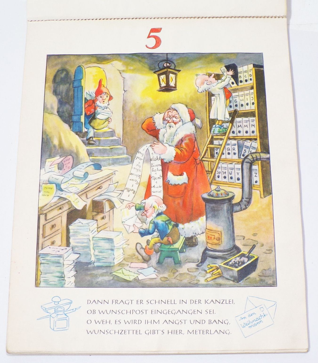 Weihnachts Werkstatt Adventskalender Erich Neubert Original 1950er Jahre