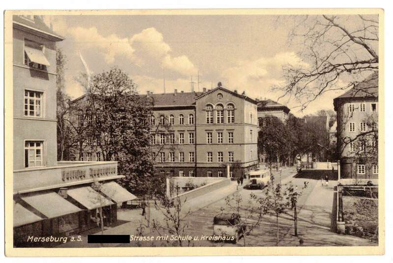 Ak Merseburg Strasse 1934 Schule Kreishaus 