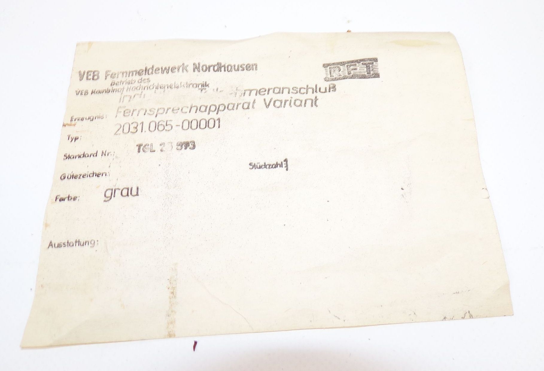 DDR Variant Telefon Wählscheibe Unbenutzt Grau mit Originalkarton