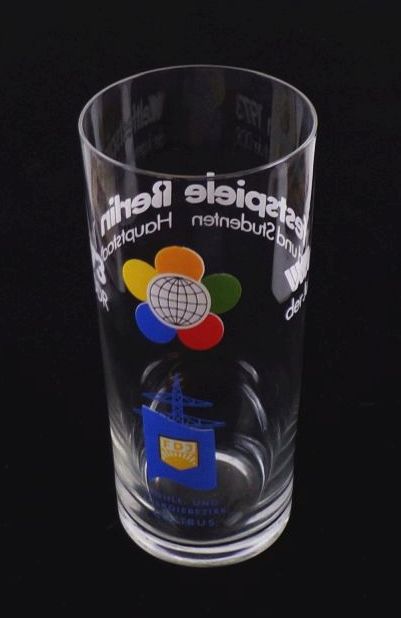 Altes Glas Weltfestspiele Berlin 1973 FDJ Kohle und Energie Bezirk Cottbus