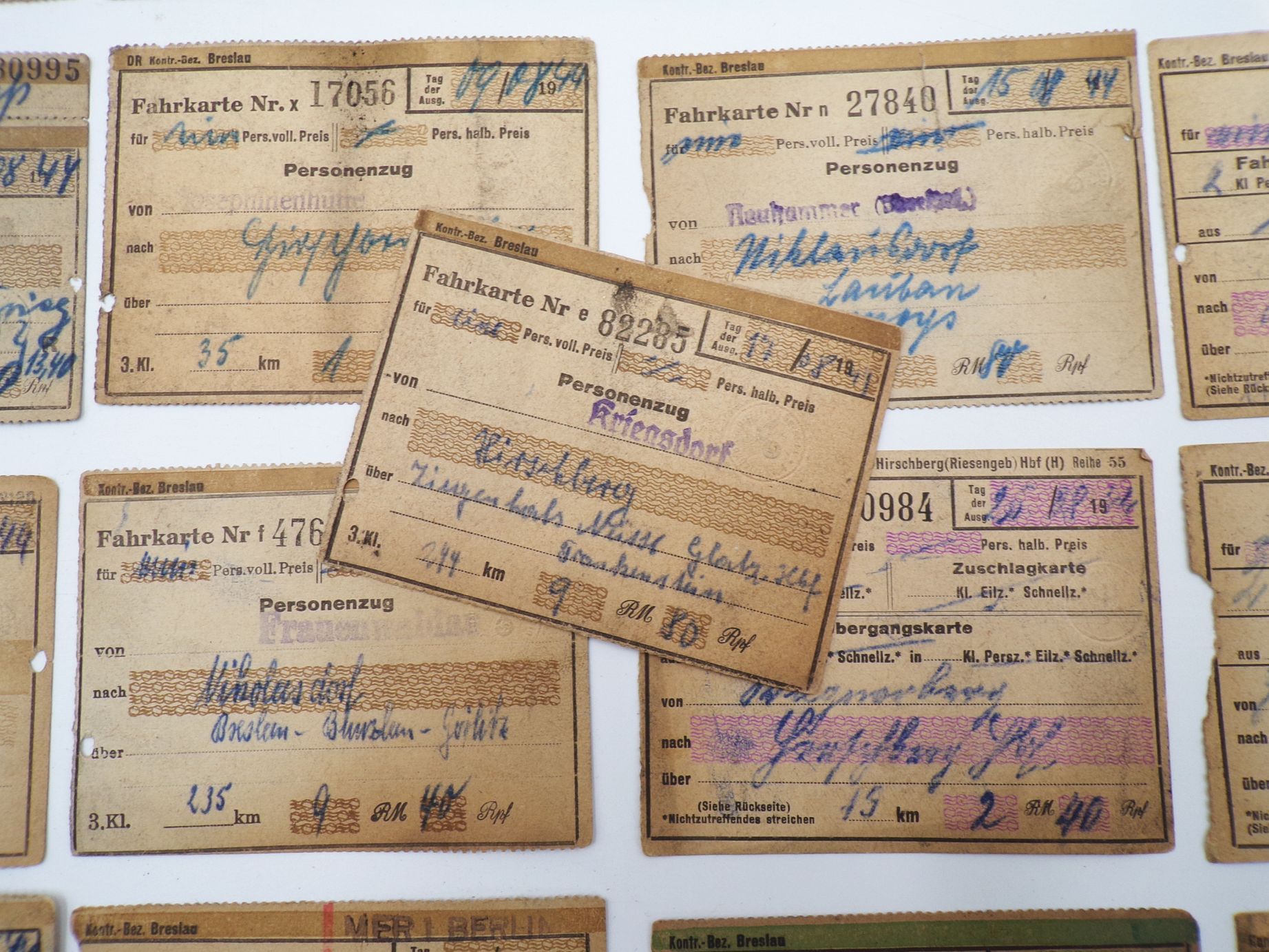 Konvolut Eisenbahn Fahrscheine Schlesien Konvolut Eisenbahn Fahrscheine Schlesien