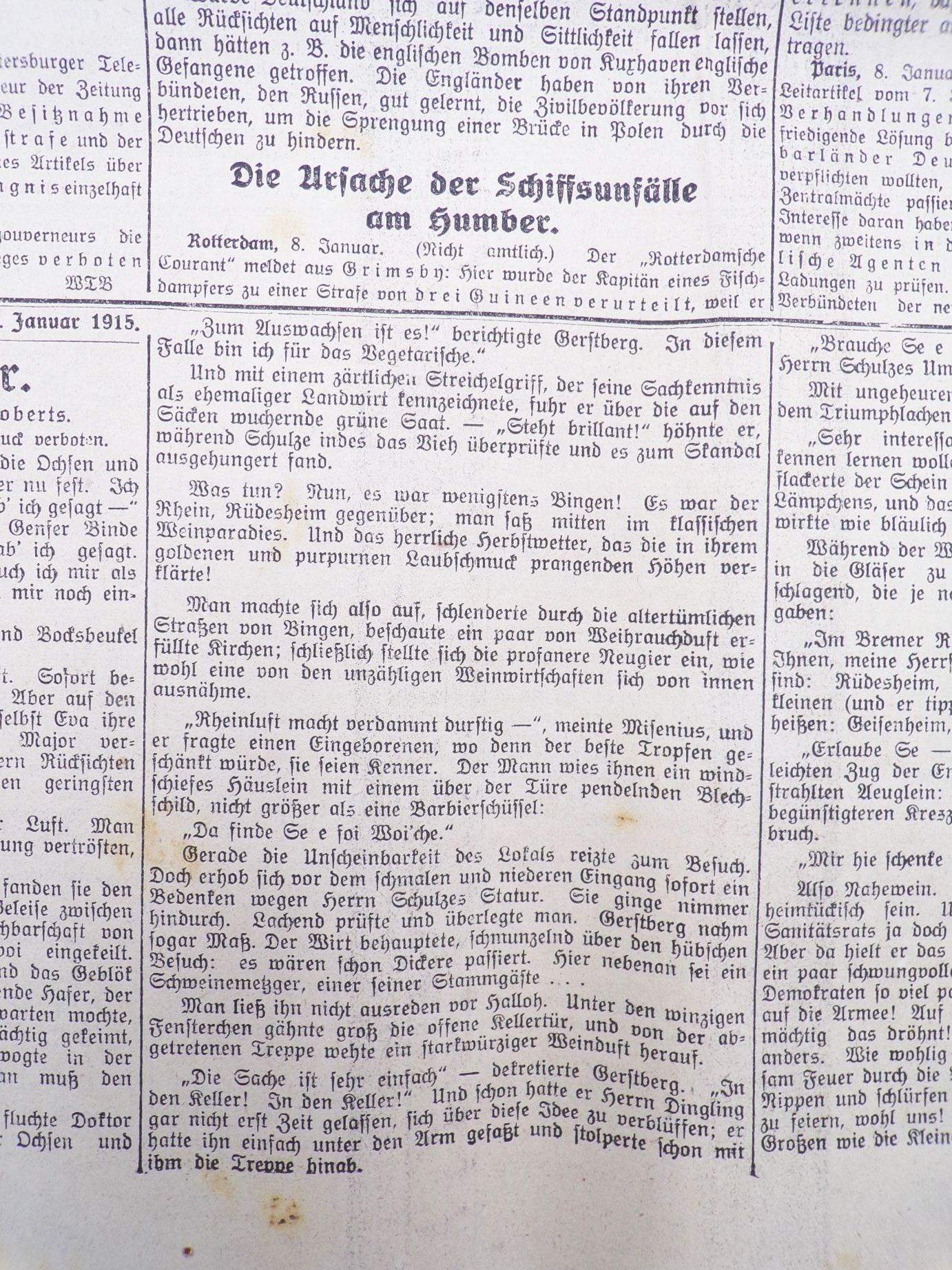 Schlesische Volkszeitung 1915 Nr 13 Schiffsunfälle am Humber Russische Generäle