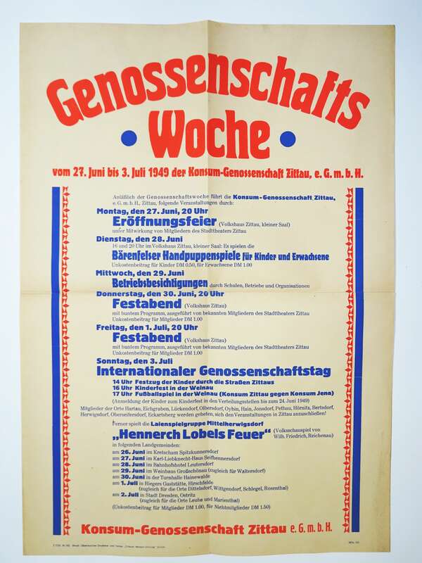 Plakat 1949 Genossenschafts Woche Konsum Zittau 