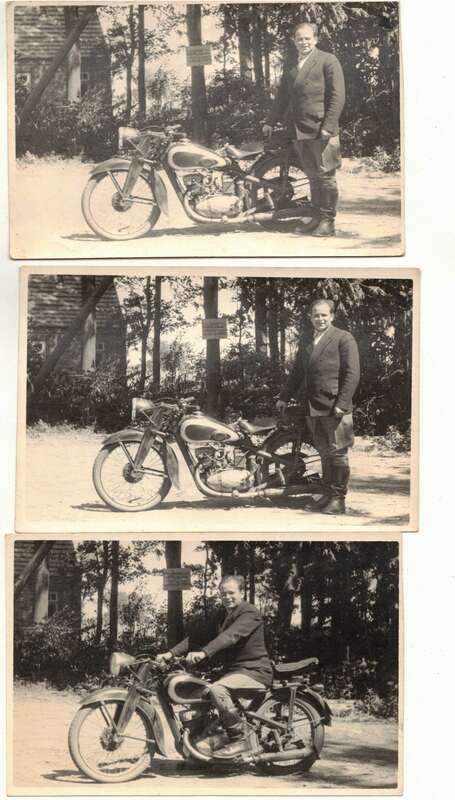 3 x Foto Ak Motorrad Besitzer 1940er 1950er motorcycle Oldtimer