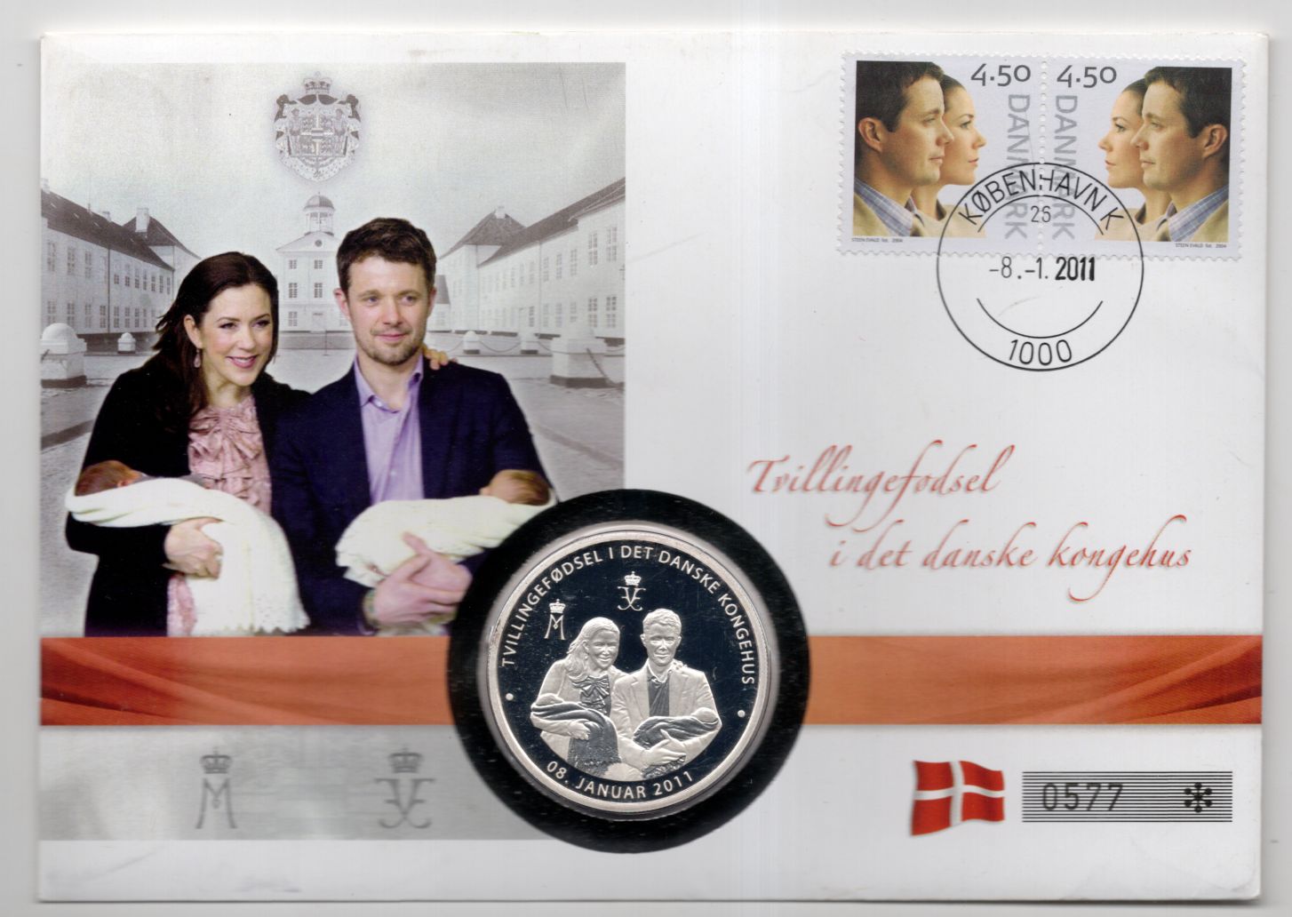 Numisbrief Zwillingsgeburt Dänemark 2011 Danske Kongehus
