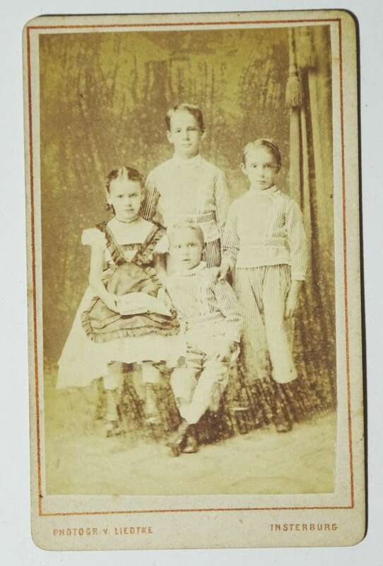 Carte de Visite Foto vier Geschwister Liedke Insterburg Ostpreussen 1890er 