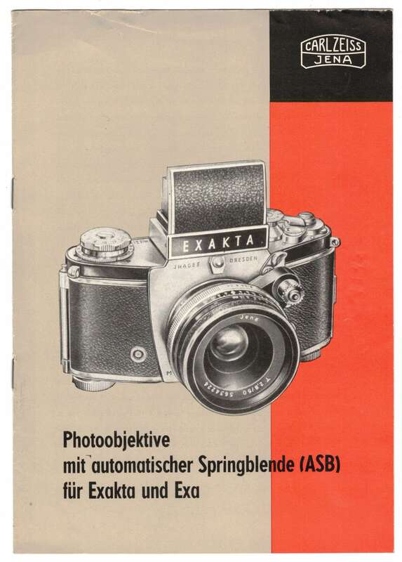 Prospekt Carl Zeiss Jena Photoobjektive Exakta Exa 1961 
