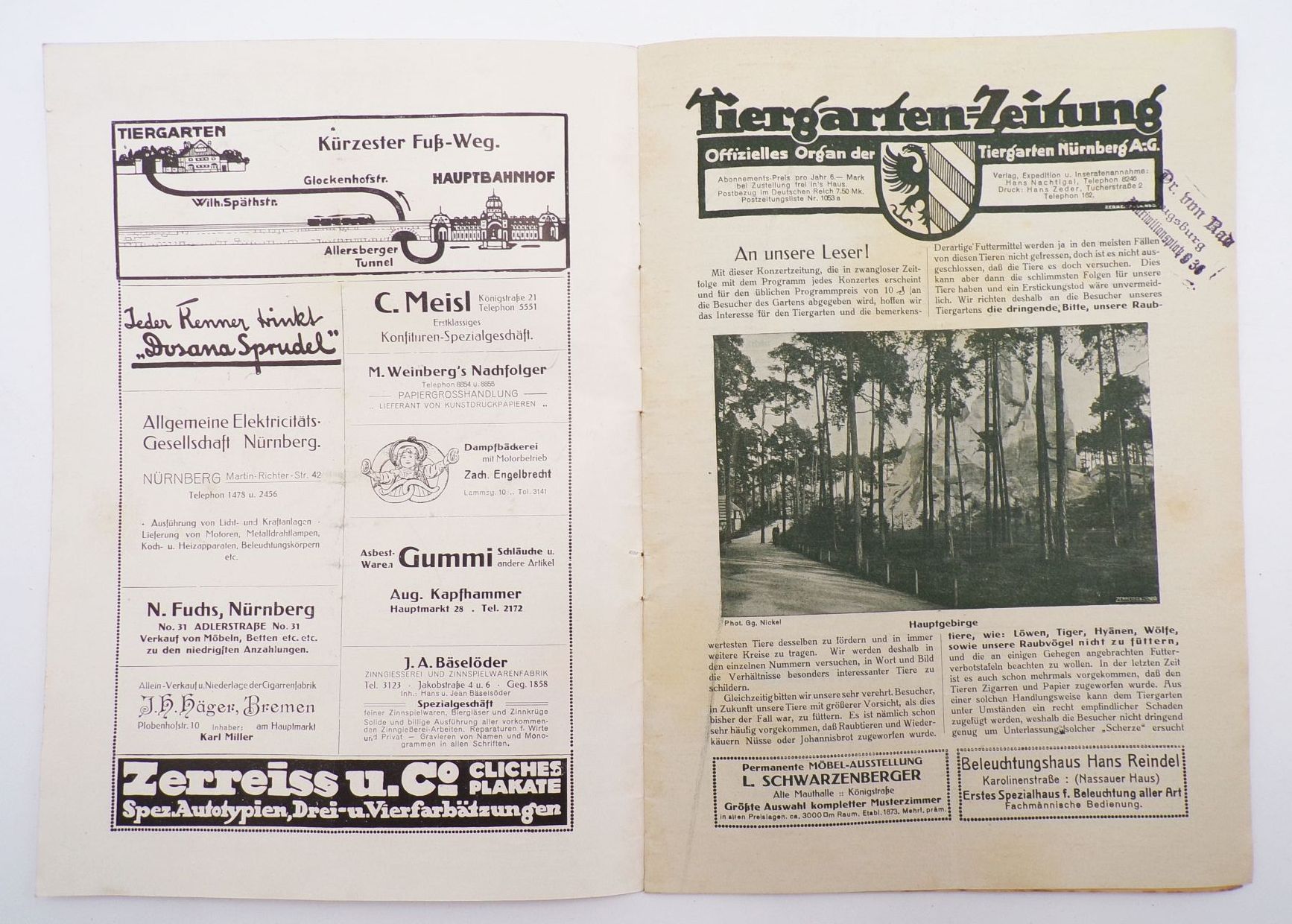 Tiergarten Zeitung Nürnberg 1912 Tiergarten Zeitung Nürnberg 1912