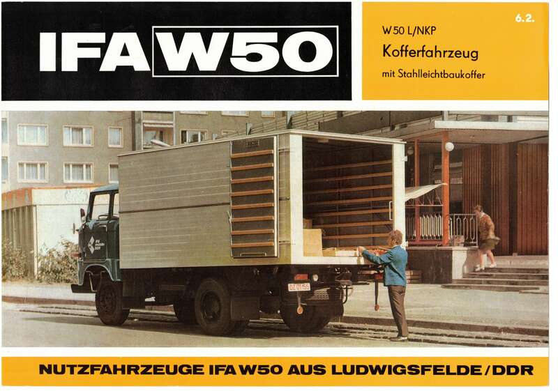 Prospekt Ifa W50 Kofferfahrzeug Stahlleichtbaukoffer 1972 DDR LKW Nutzfahrzeug (H3 