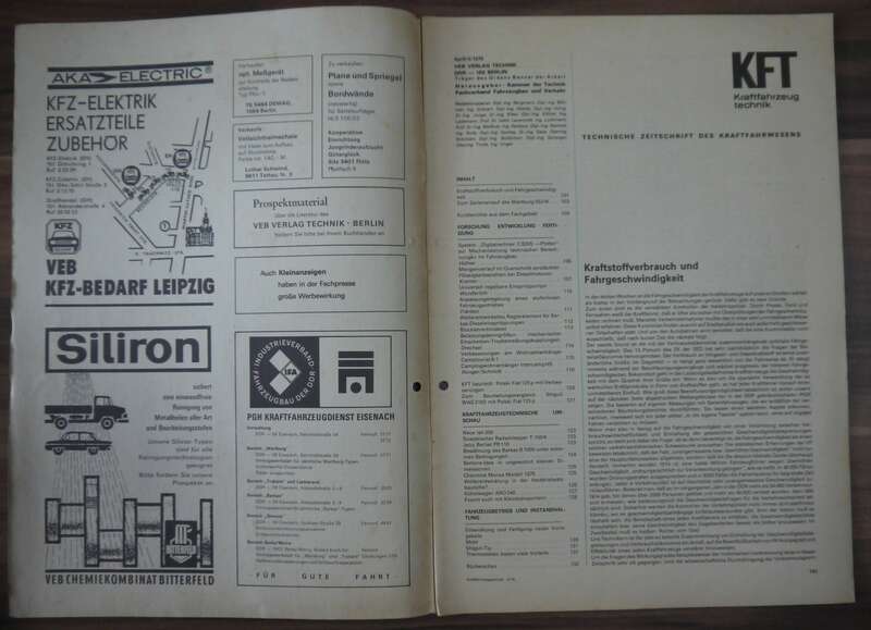 April 1975 DDR KFT Heft Kraftstoffverbrauch und Fahrgeschwindigkeit Polski Fiat 125 p