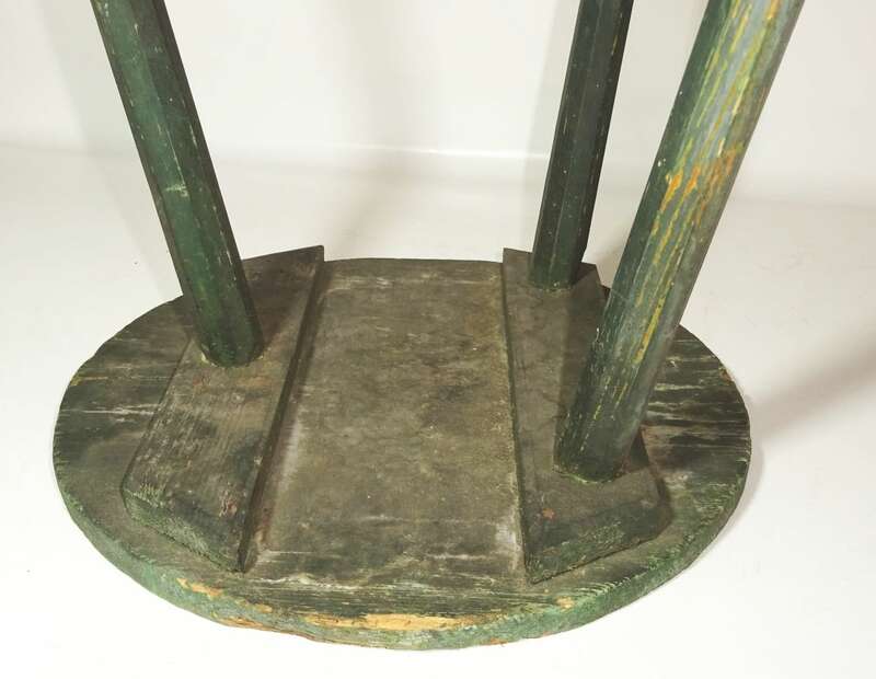 Alter Holzhocker Schemel Dreibein Grün Hocker Shabby