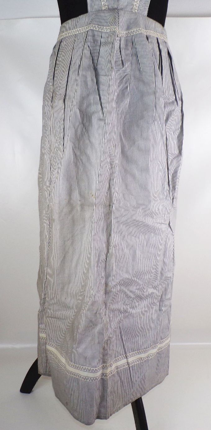 Alte Schürze Damen blau weiß Hausmädchen Bedienstete Leinen Kittel vintage