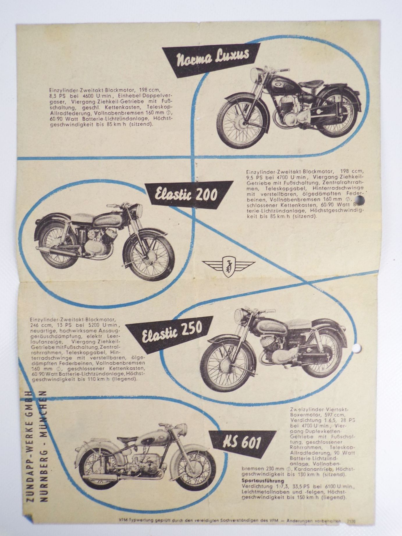 Altes Reklame Blatt Zündapp Modelle Leipziger Frühjahrsmesse 1955