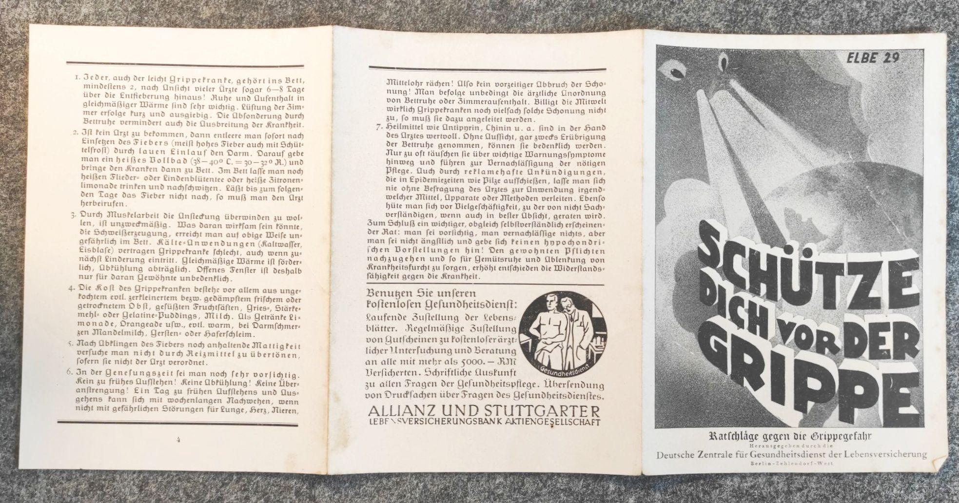 Schütze dich vor der Grippe alter Prospekt Ratschläge Grippegefahr Schütze dich vor der Grippe alter Prospekt Ratschläge Grippegefahr