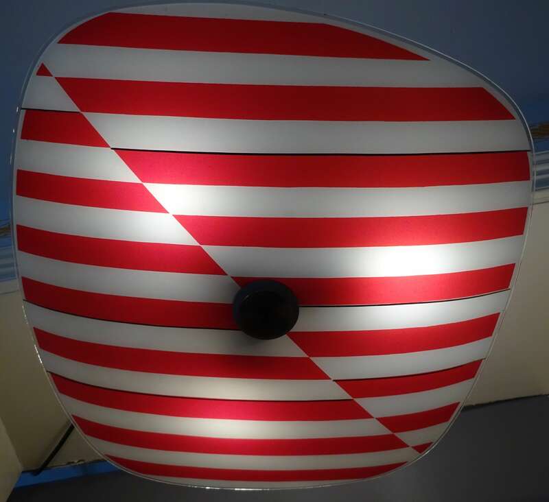 Deckenleuchte Rot Weiß Rockabilly Vintage Lampe 1960er Schalenlampe