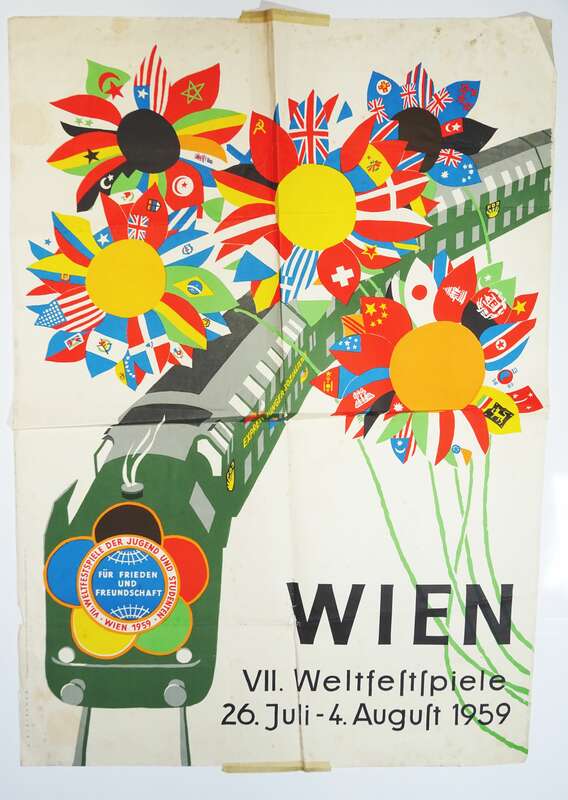 DDR Plakat Wien Weltfestspiele 1959 Fleischer Frieden Freunschaft