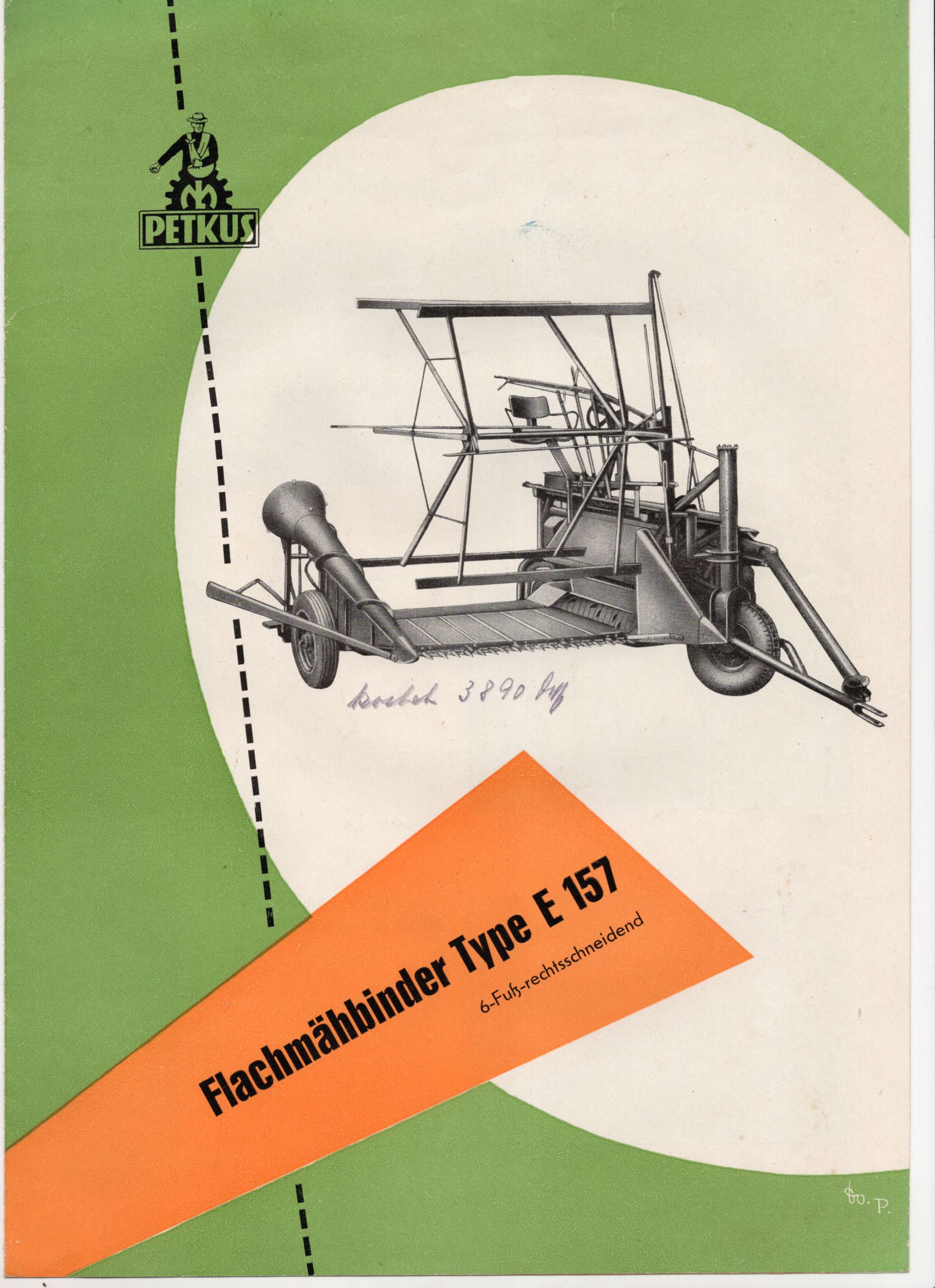 Prospekt Flachmähbinder Typ E157 6 Fuß rechtsschneidend 1957 DDR