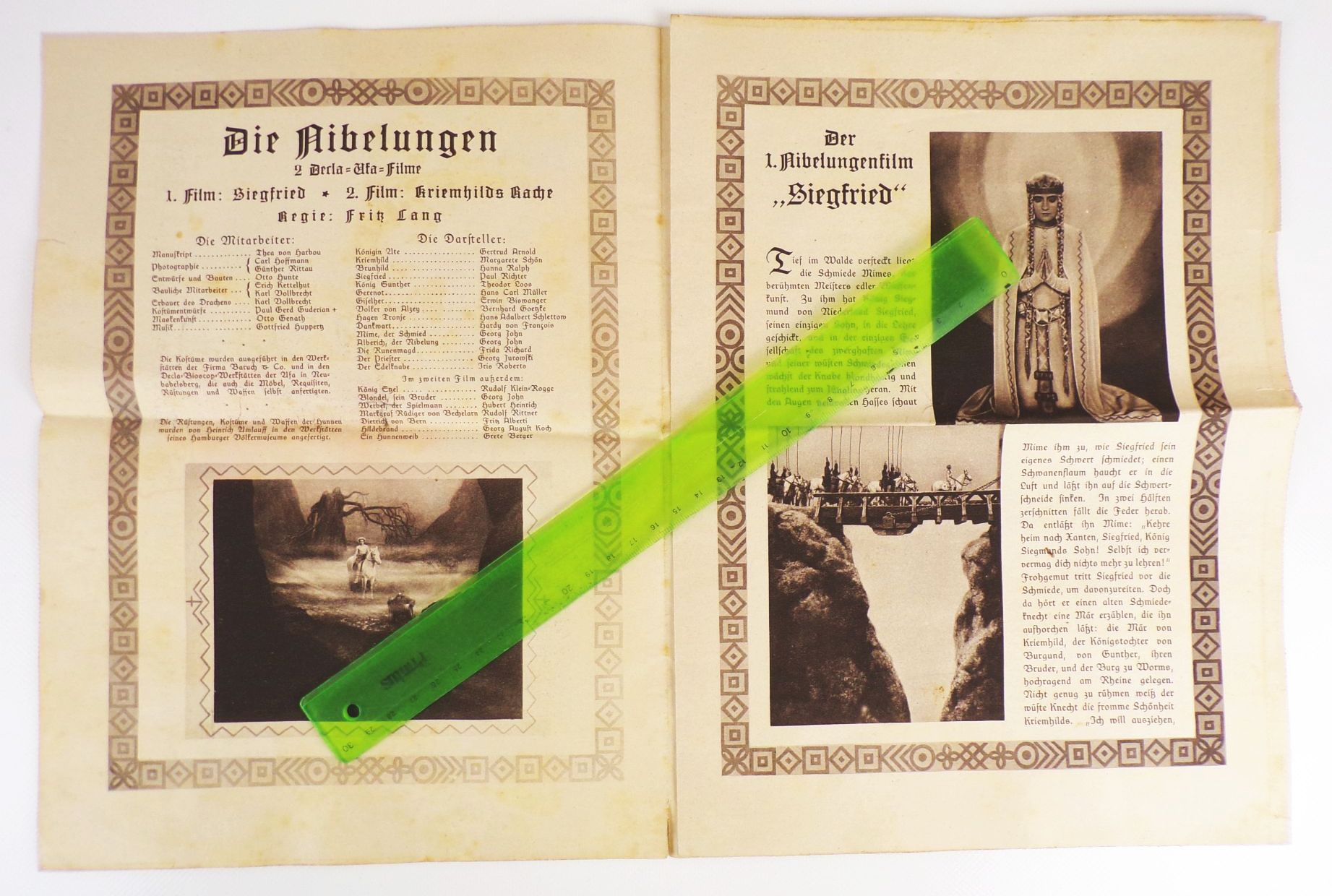 Filmprogramm Die Nibelungen Fritz Lang 1 Film Siegfried Stummfilm Original