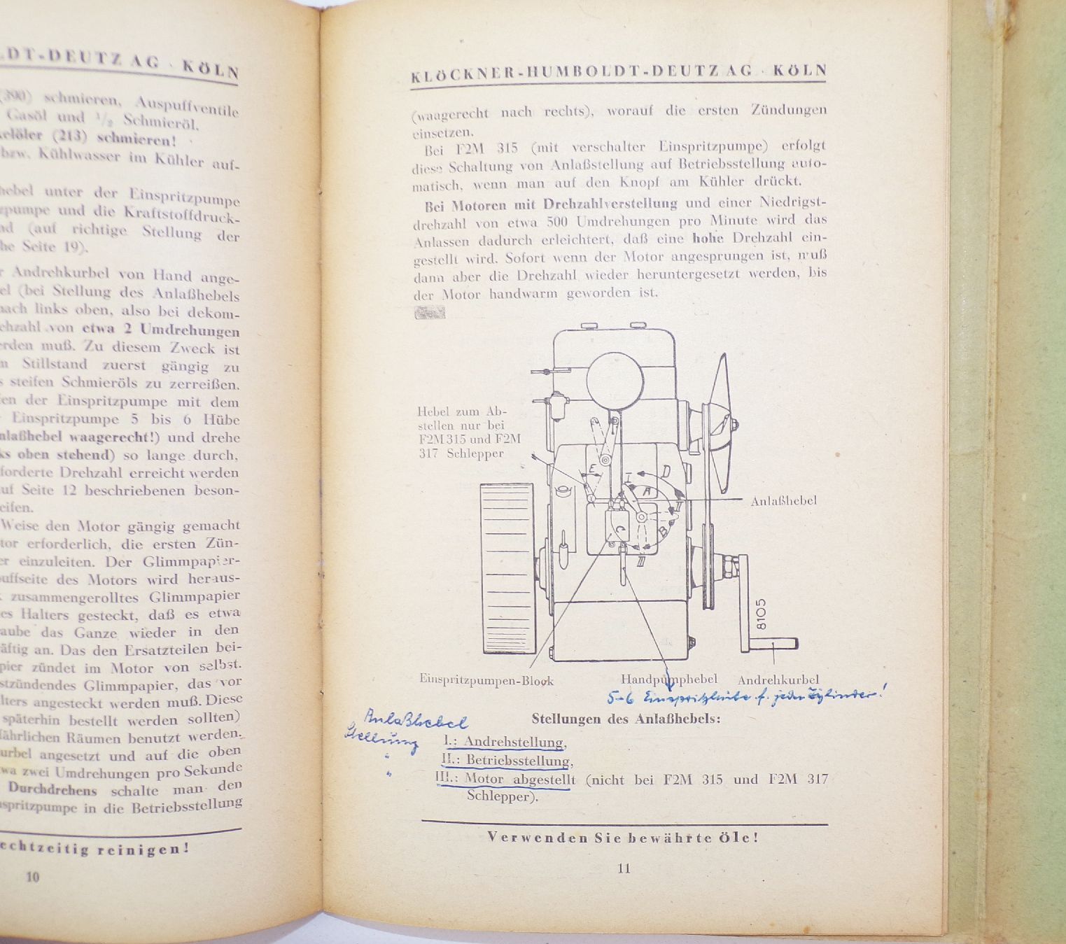 Klöckner Humboldt Deutz AG Köln Deutz Dieselmotor Bedienungsanleitung 
