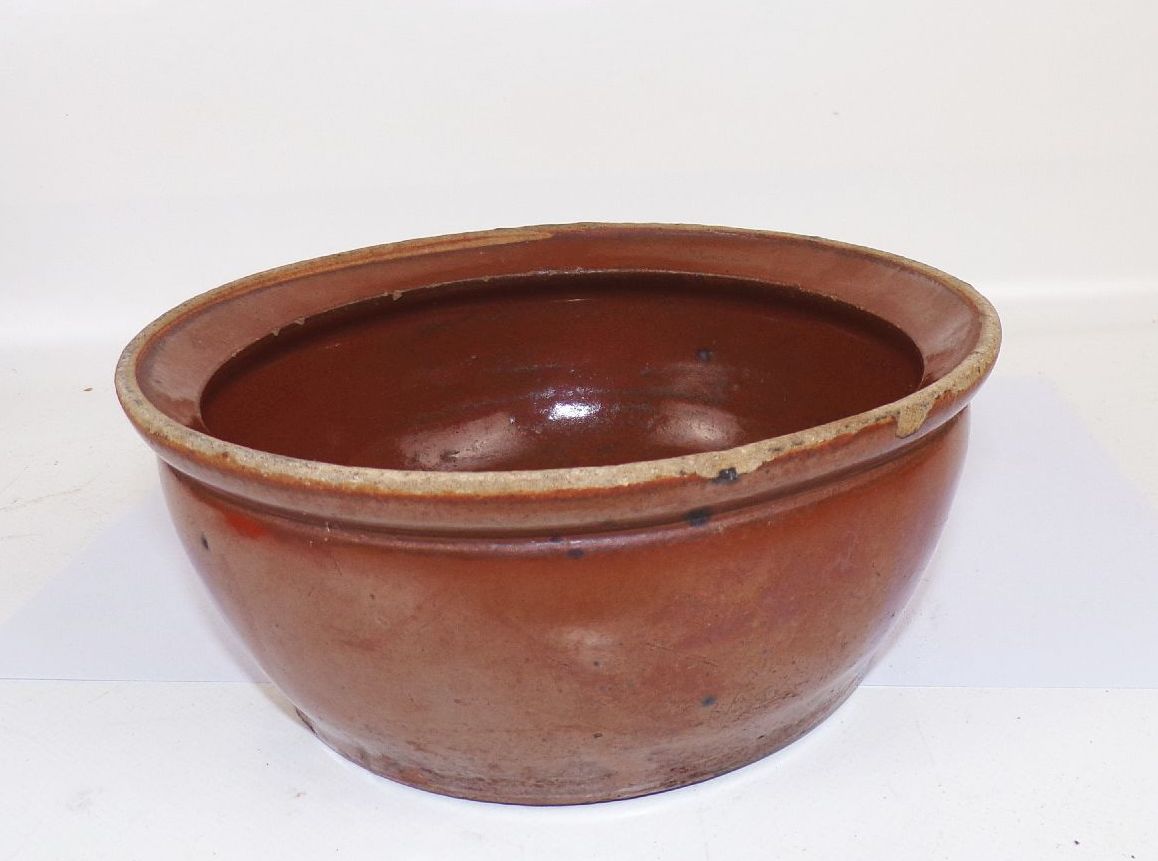 Flaches Keramik Gefäß Schale Pflanzschale Gartendose Tischdeko Alt 