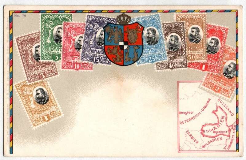 Briefmarken Litho  Ak Rumänien um 1910 