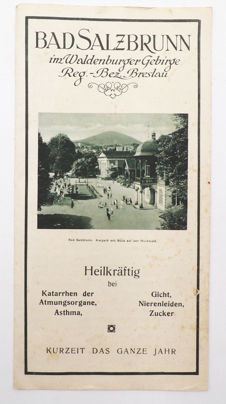 Altes Prospekt Bad Salzbrunn im Waldenburger Gebirge Bezirk Breslau Schlesien 