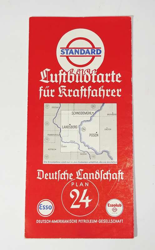 Standard Luftbildkarte Esso Plan 24 Schneidemühl Landsberg Posen 1930er 