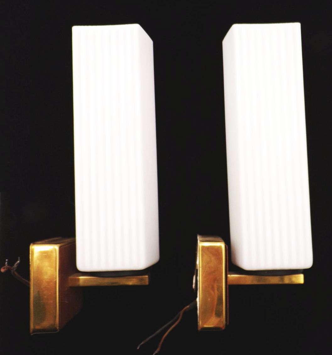 Wandleuchten 2 Stück DDR Wandlampe Weiß Gold E14 Vintage Art Deco 