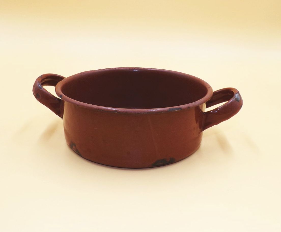 Alter Emaille Topf klein braun Pflanzgefäß 