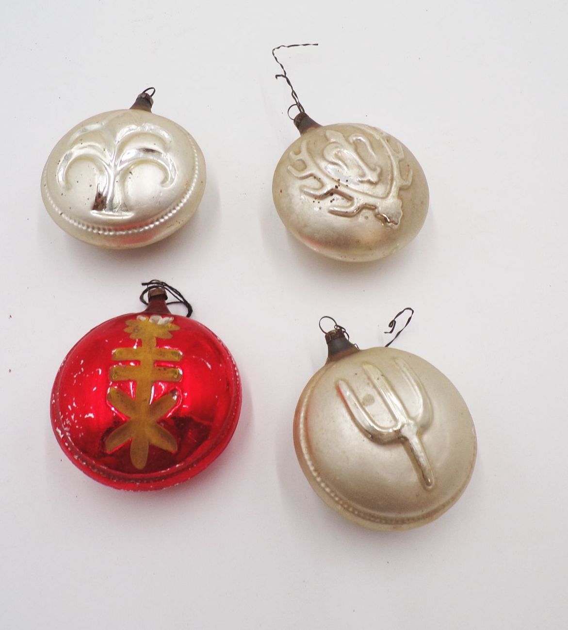 Alte Jul Kugel 4 Stück Weihnachtsschmuck Christbaumschmuck Jul Runen