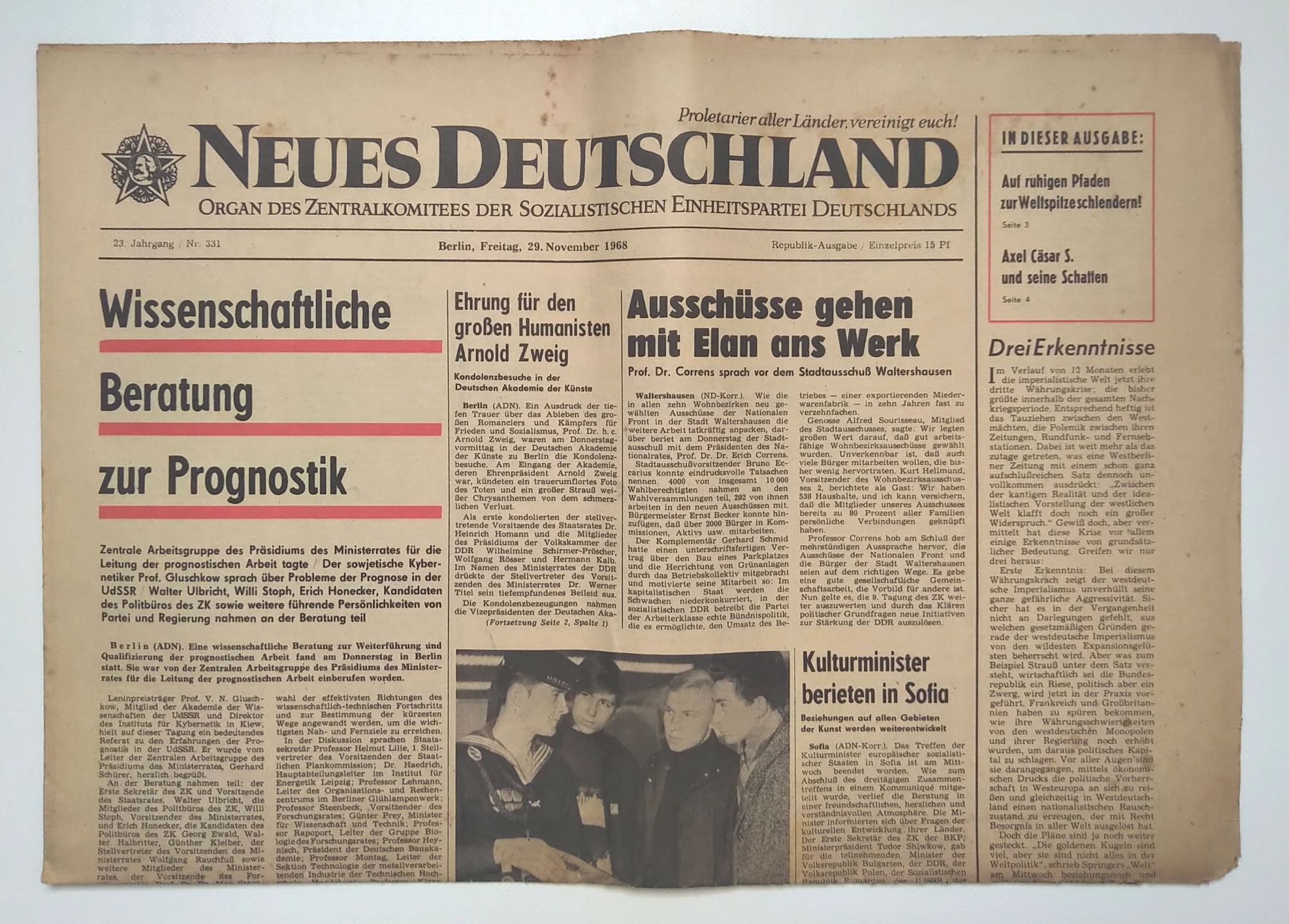 Neues Deutschland Nr 331 Bonn brach Abkommen DDR Zeitung 1968