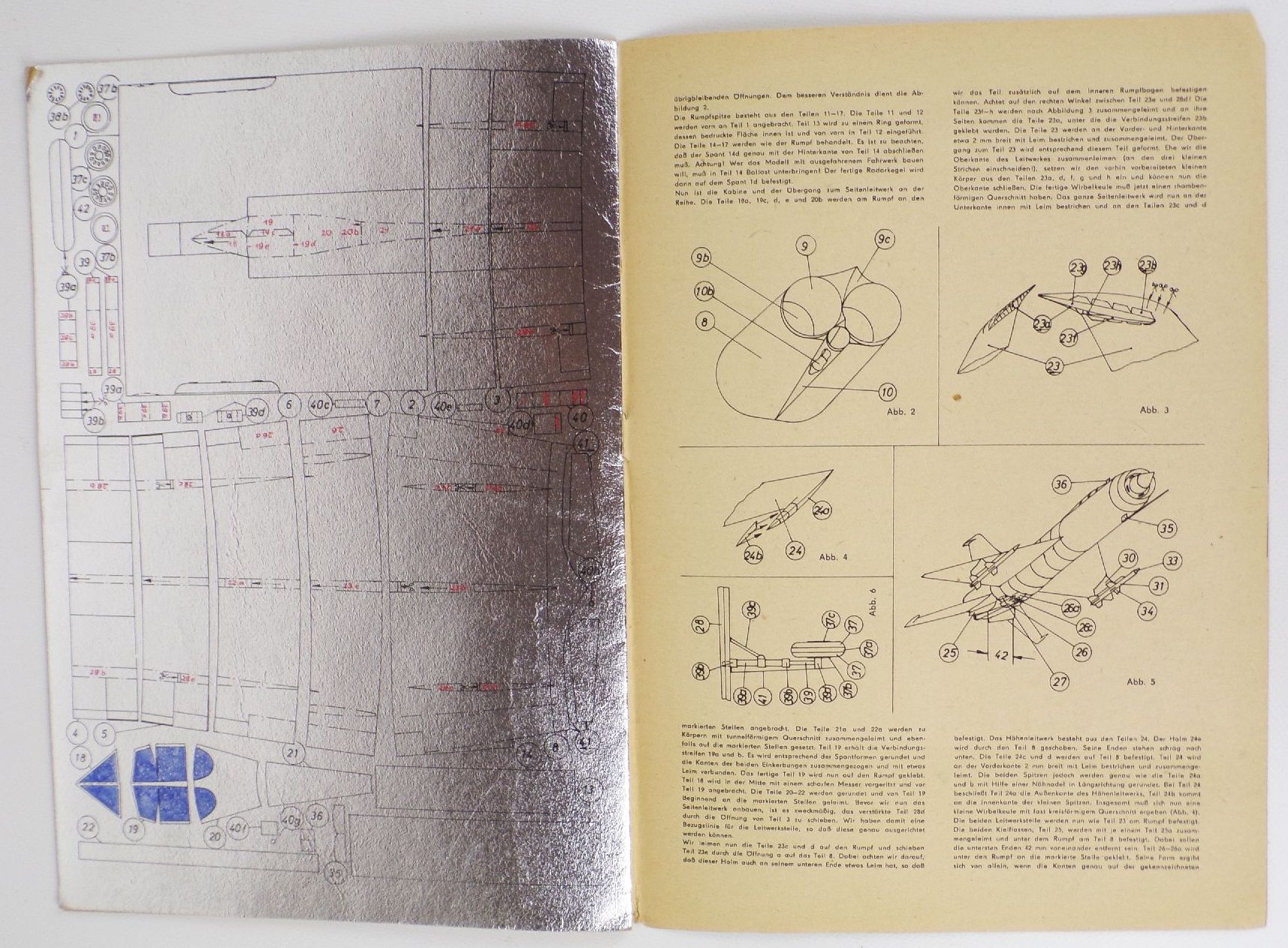 Kranich Modellbogen Abfangjäger Typ E 166 DDR 1963 Kranich Modellbogen Abfangjäger Typ E 166 DDR 1963