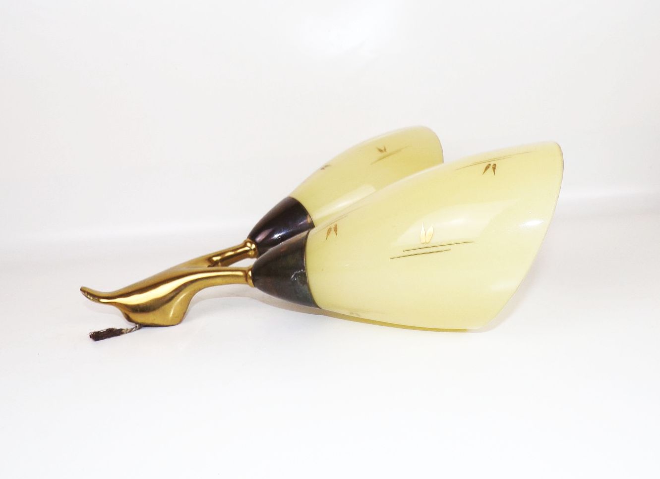 Wandleuchte Tütenlampe 50er Jahre 2 Stück Set E14 Gold Lampe