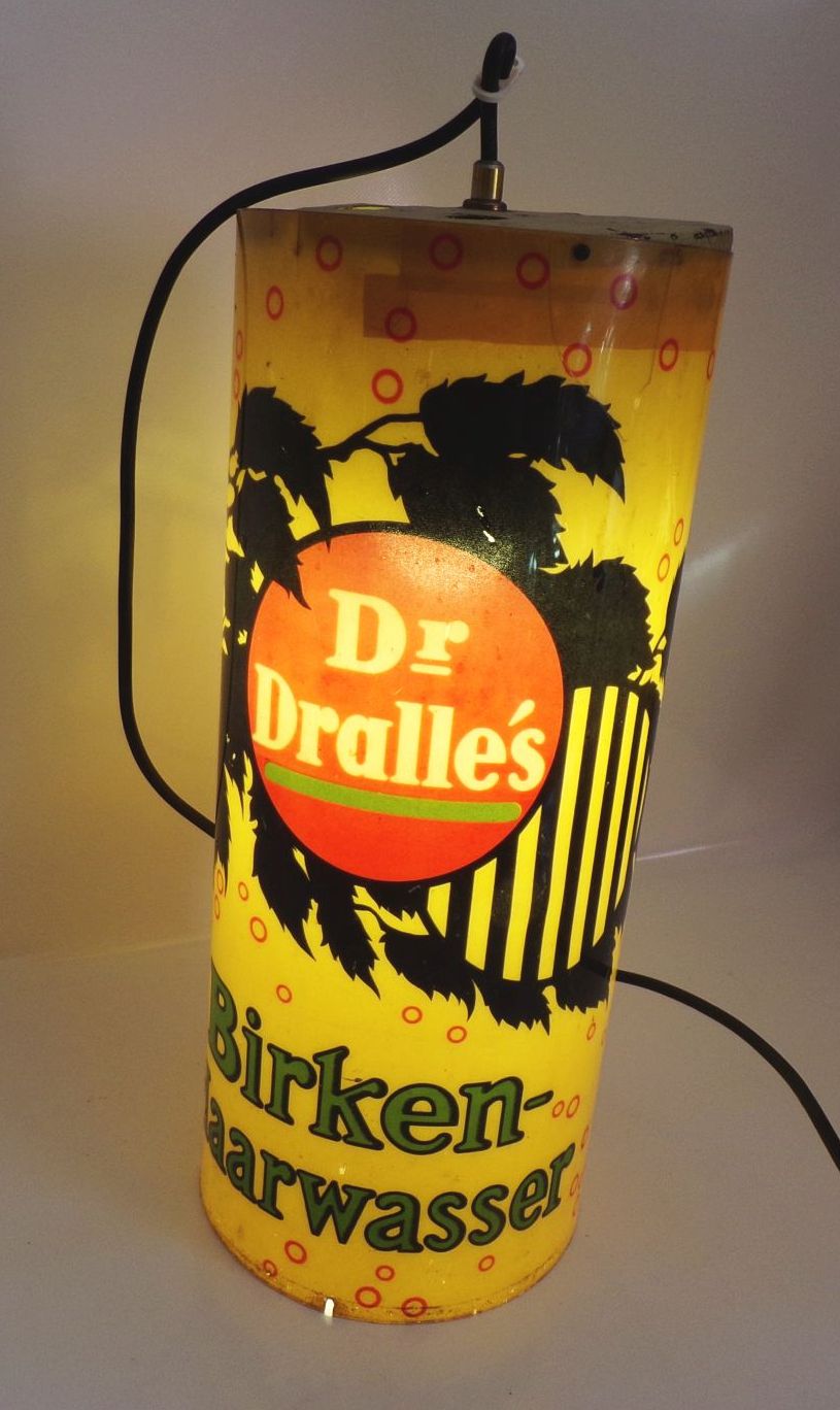 Alte Reklame Leuchte Dr Dralle Birkenhaarwasser Frisör Kosmetik Drogerie