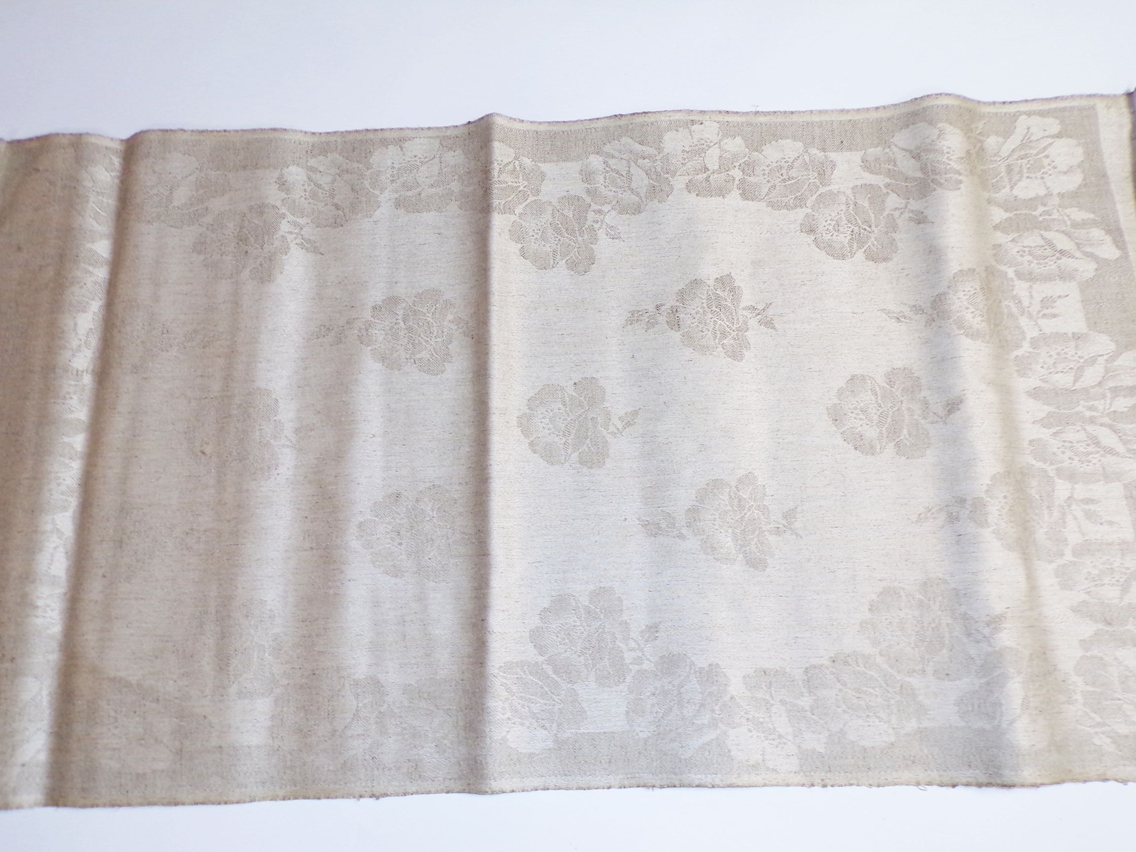 Altes Leinen Damast Geschirrtuch Küchentuch Rosen Dekor 