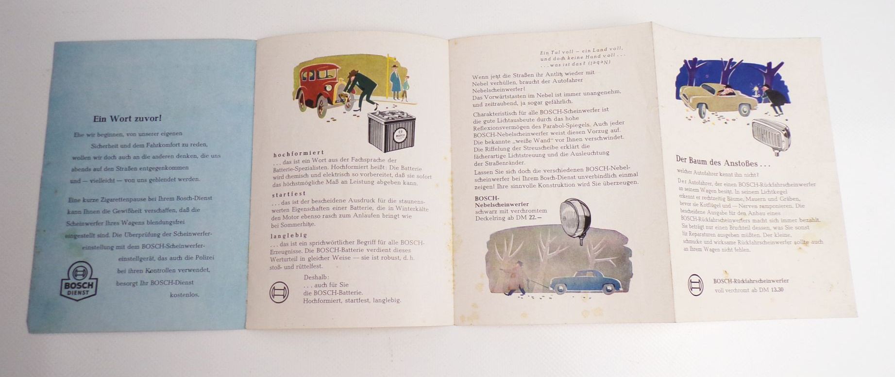 Bosch Prospekt um 1950 1960 Auto Beleuchtung Batterie Reklame Bosch Prospekt um 1950 1960 Auto Beleuchtung Batterie Reklame