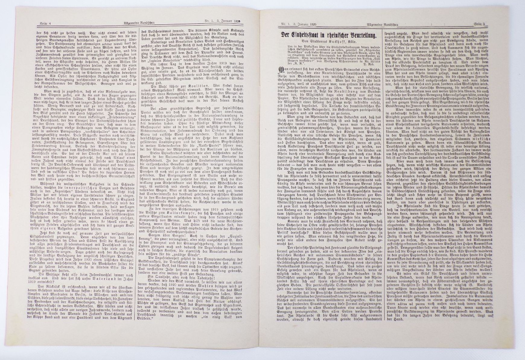 Zeitschrift Allgemeine Rundschau Politik und Kultur 1920 kompletter Jahrgang