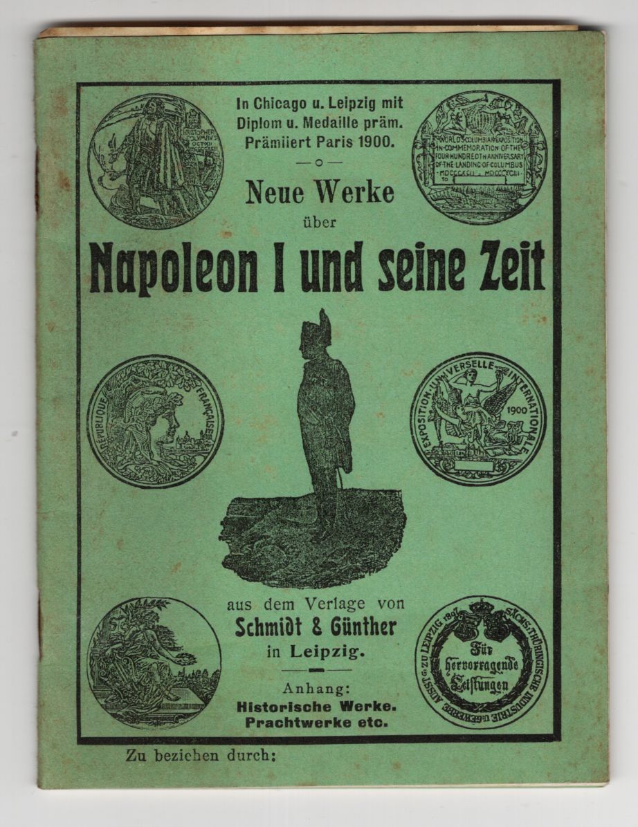 Reklame Schmidt und Günther Verlag Leipzig Napoleon Bücher Werbung um 1910