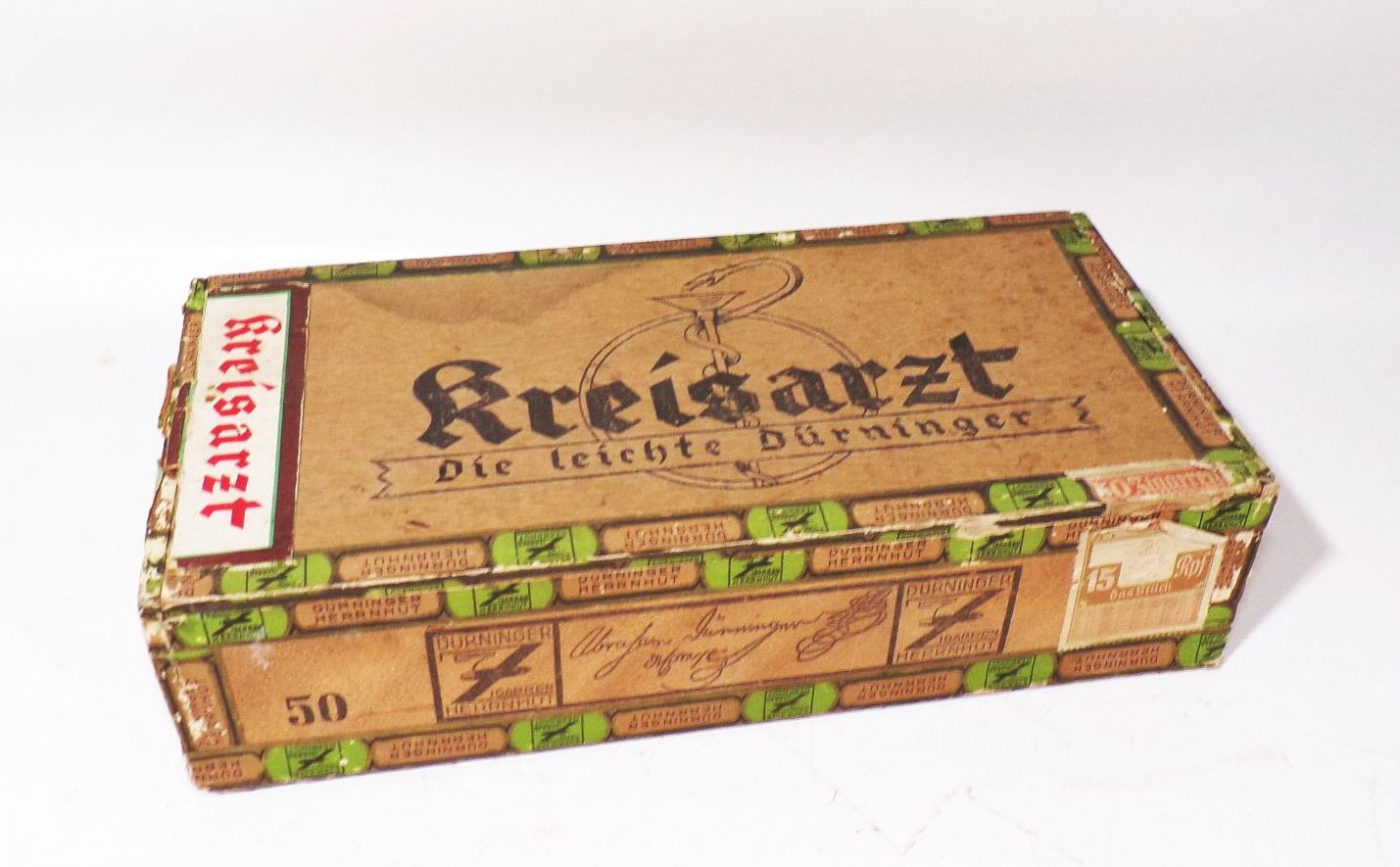 Alte Zigarrenkiste Kreisarzt Dürninger Herrnhut 1930er Sammler Deko