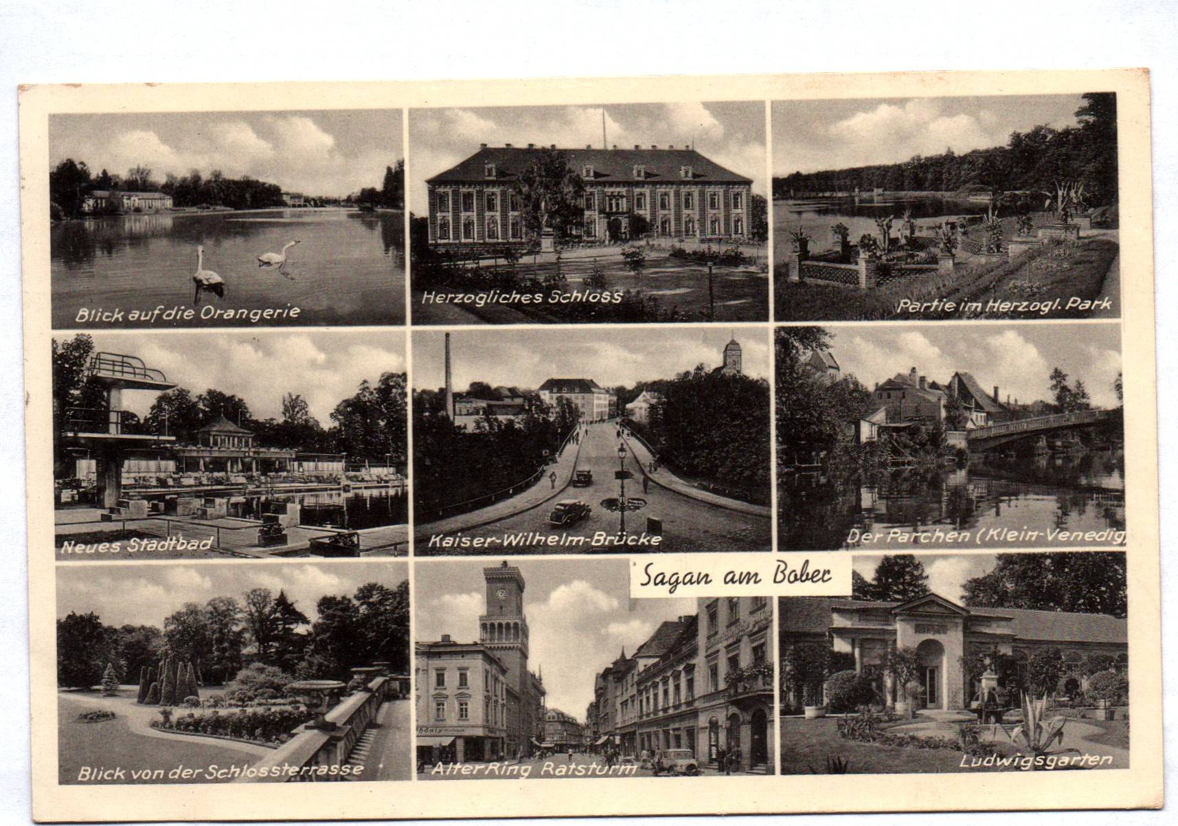 Ak Sagan am Bober Schlesien Mehrbild 1940