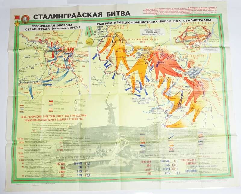 Altes Plakat Kampf um Stalingrad Lenningrad 1973 UdSSR Russisch DDR