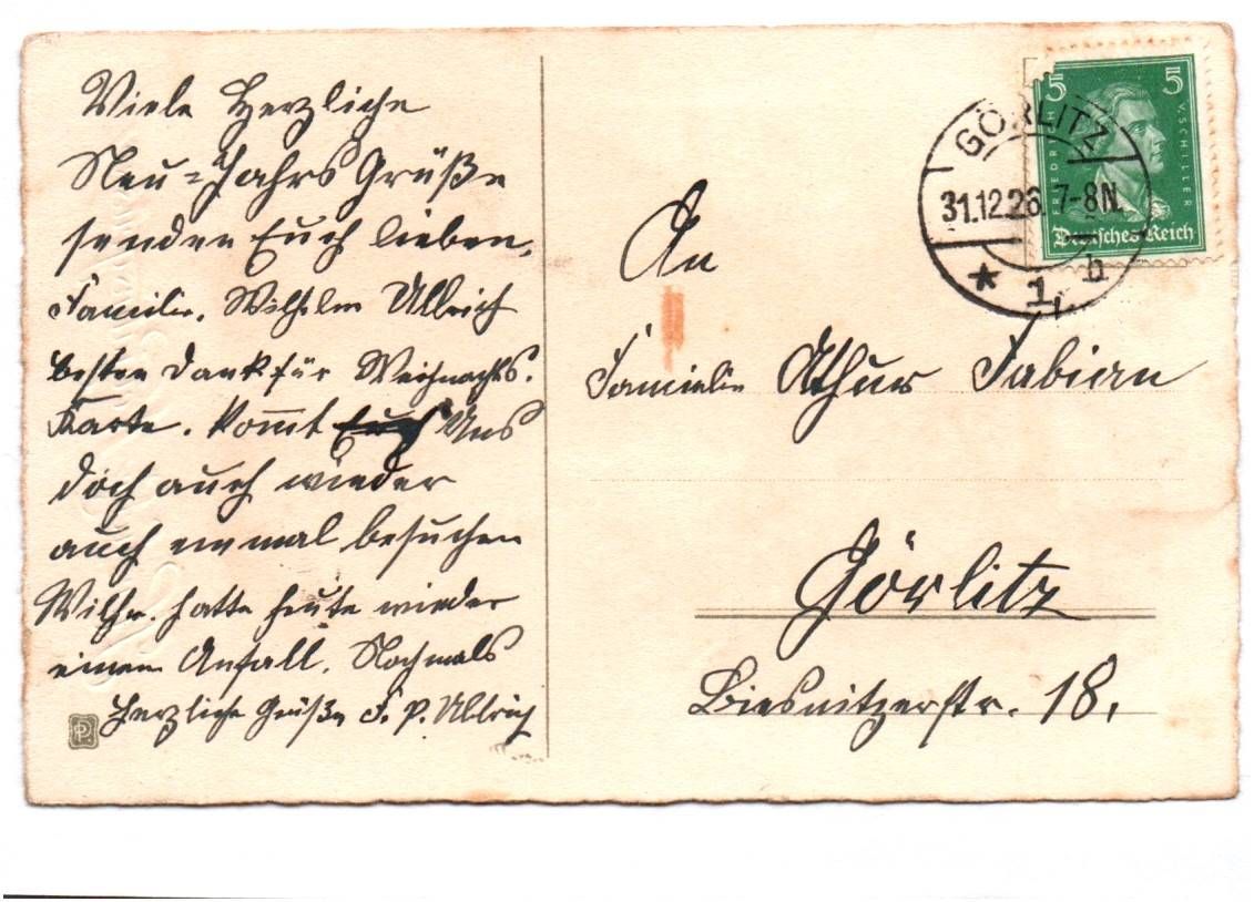 Litho Ak Mädchen mit Tannenbaum Herzlichen Neujahrsgruss 1926