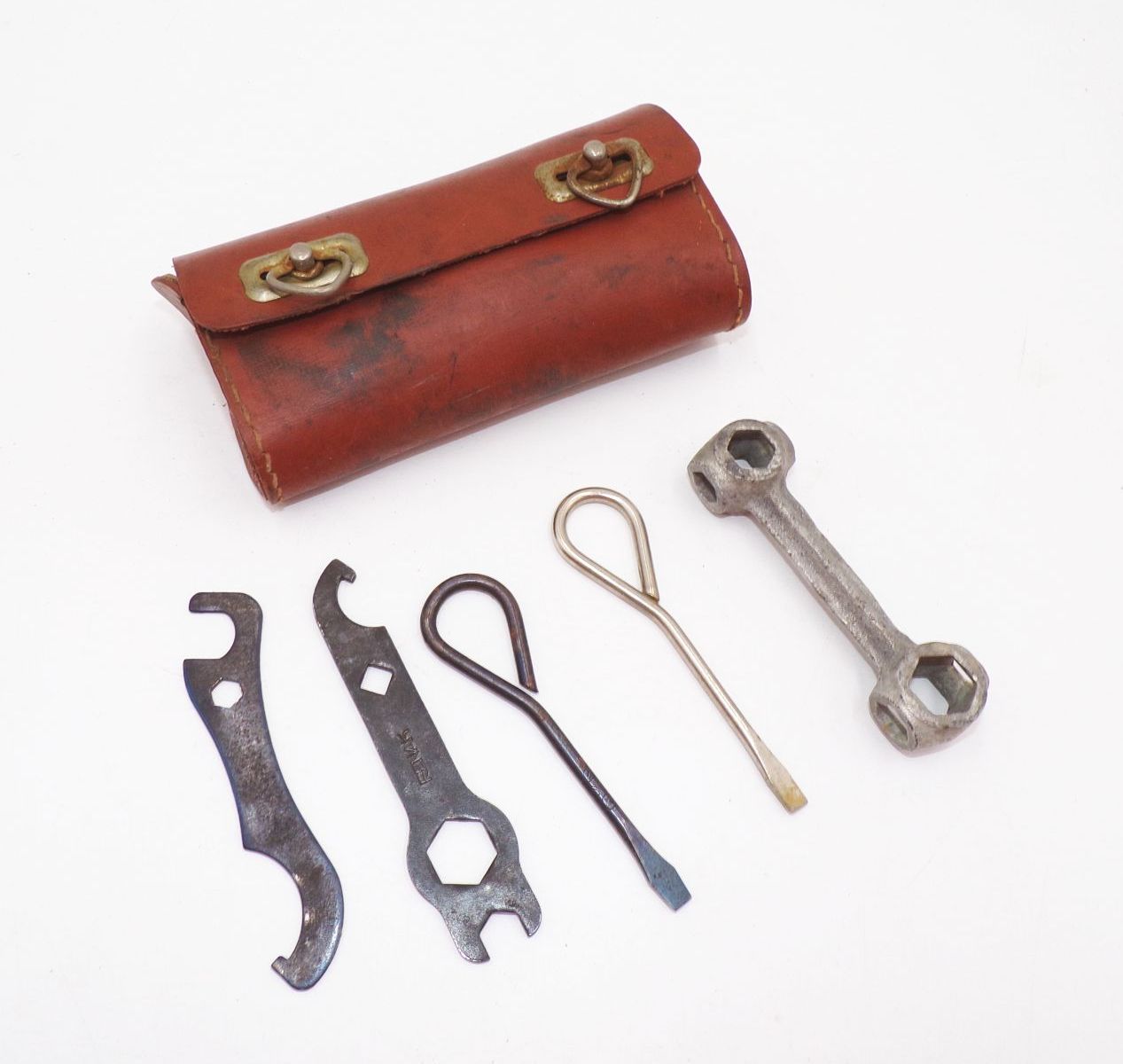 Alte Fahrrad Werkzeugtasche mit Inhalt Nabenschlüssel Vintage 